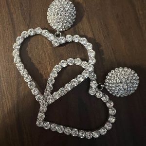 Rhinestone heart earrings